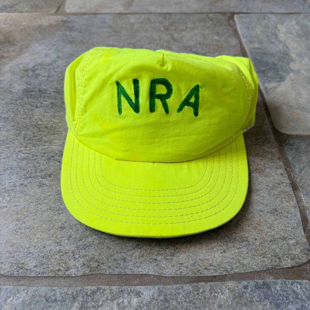 Vintage 80s NRA Neon Trucker‎ Hat – Made in USA Adjustable Snapback Cap